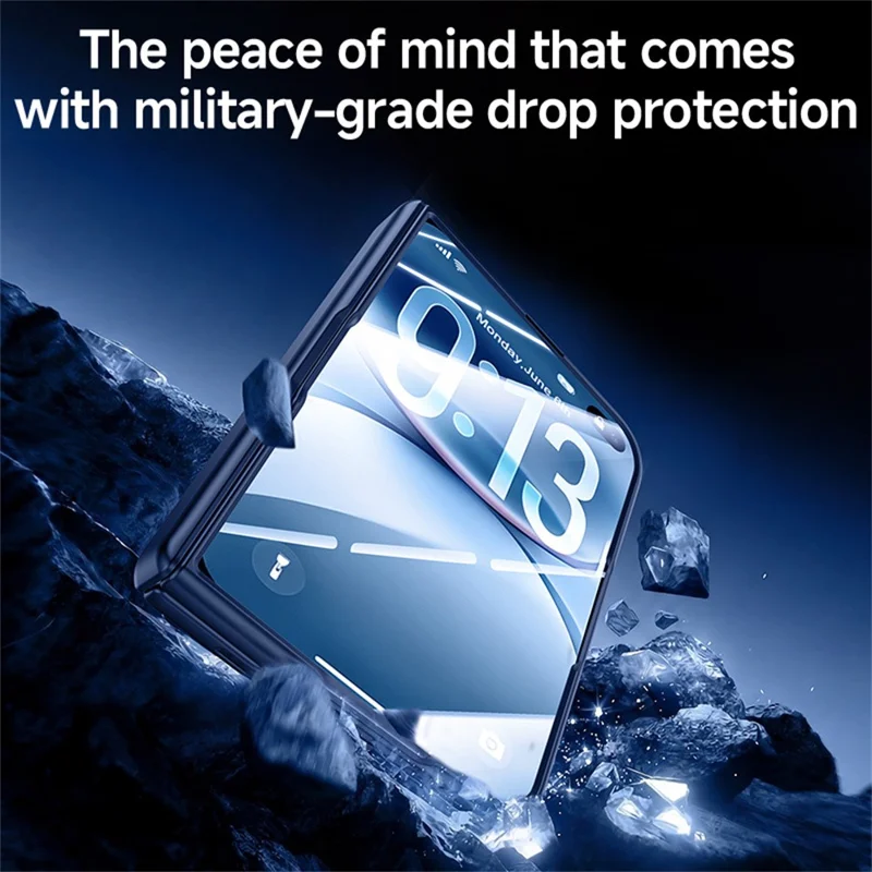 For iPhone Fold Case met Privacy Screen Protector Harde PC Skin-touch Telefoonhoes - Zwart