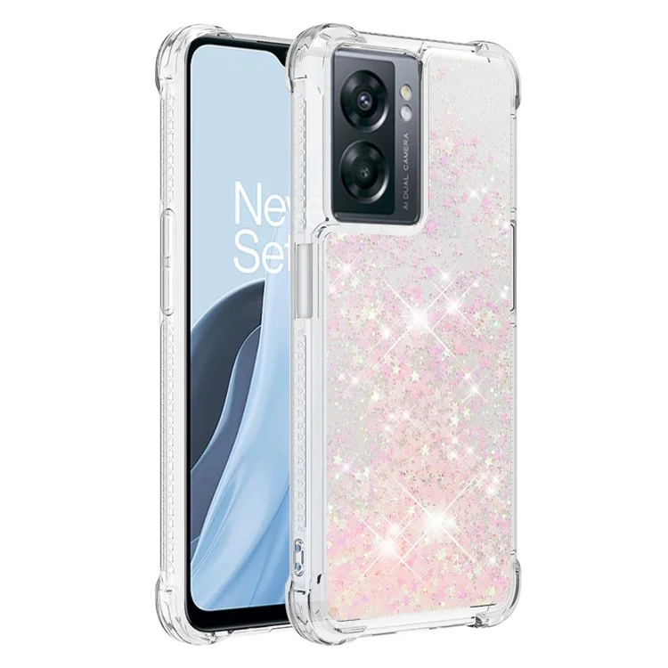 YB Quicksand Series-1 Per OnePlus Nord N300 5G / Oppo A57 (2022) 5G / A77 5G / Realme Q5i / Narzo 50 5G / V23 5G Coperchio TPU Soft -e Telefono Glitter Mobili - Rosa / Pentagrammi