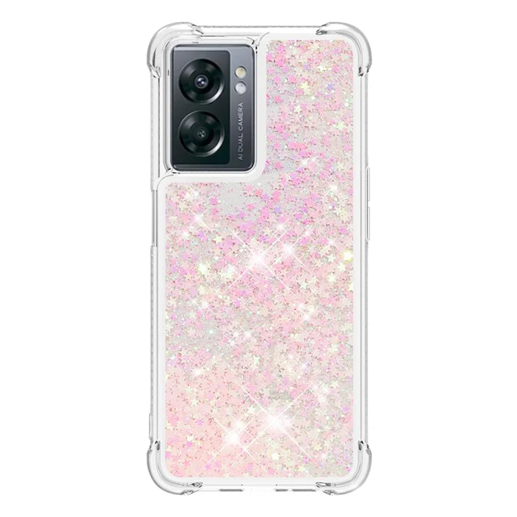 YB Quicksand Series-1 Per OnePlus Nord N300 5G / Oppo A57 (2022) 5G / A77 5G / Realme Q5i / Narzo 50 5G / V23 5G Coperchio TPU Soft -e Telefono Glitter Mobili - Rosa / Pentagrammi