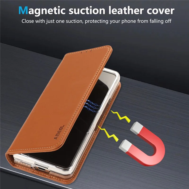 ABEEL For Google Pixel 11 Pro Fold Phone Case RFID Blocking Leather Flip Cover - Brown