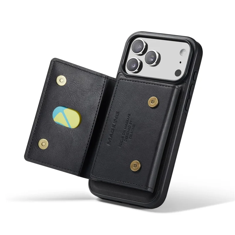MAGKING K5 for iPhone 18 Pro Max / 17 Pro Max Case RFID Blocking 8 Card Holder PU Leather Phone Back Cover - Black