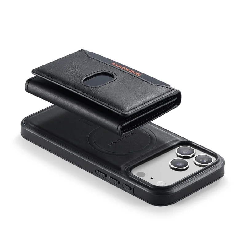 MAGKING K5 for iPhone 18 Pro Max / 17 Pro Max Case RFID Blocking 8 Card Holder PU Leather Phone Back Cover - Black