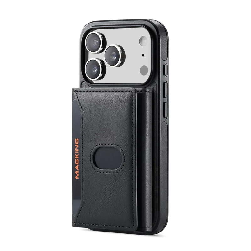 MAGKING K5 for iPhone 18 Pro / 17 Pro Case RFID Blocking 8 Card Holder PU Leather Phone Back Cover - Black