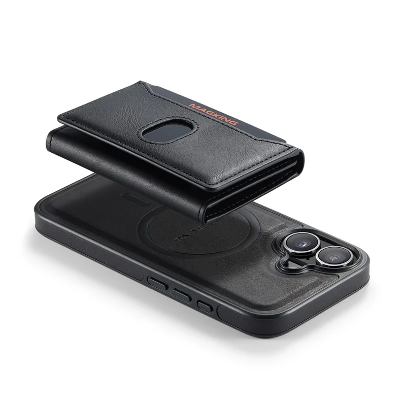 MAGKING K5 for iPhone 18 / 17 Case RFID Blocking 8 Card Holder PU Leather Phone Back Cover - Black - 4