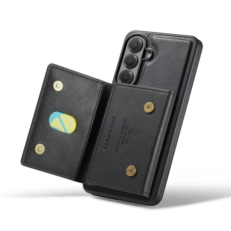 MAGKING K5 for Samsung Galaxy S26 FE Case RFID Blocking 8 Card Holder PU Leather Phone Back Cover - Black