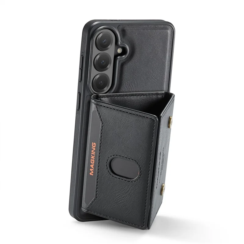MAGKING K5 for Samsung Galaxy S26 FE Case RFID Blocking 8 Card Holder PU Leather Phone Back Cover - Black