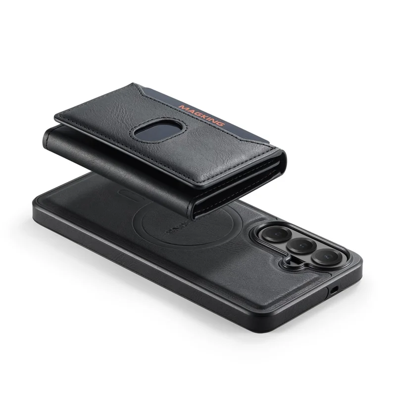 MAGKING K5 for Samsung Galaxy S26 FE Case RFID Blocking 8 Card Holder PU Leather Phone Back Cover - Black
