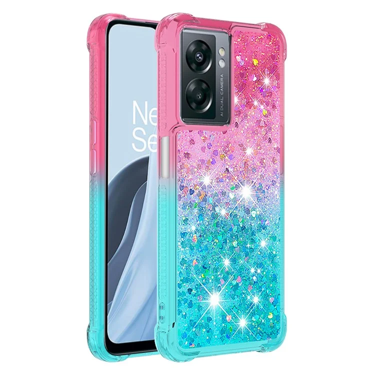 YB Серия Quicksand-3 для OnePlus Nord N300 5G / Oppo A57 (2022) 5G / A77 5G / Realme Q5i / Narzo 50 5G / V23 5G Мягкий TPU Чехол с градиентным Quicksand Анти-падение Защитный Чехол - Розовый / Небесно-голубой