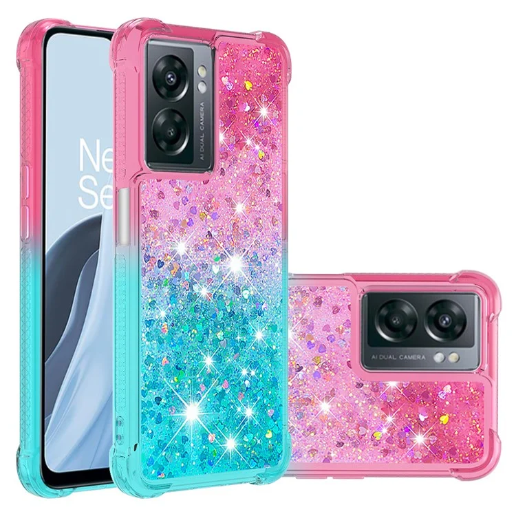 YB Серия Quicksand-3 для OnePlus Nord N300 5G / Oppo A57 (2022) 5G / A77 5G / Realme Q5i / Narzo 50 5G / V23 5G Мягкий TPU Чехол с градиентным Quicksand Анти-падение Защитный Чехол - Розовый / Небесно-голубой