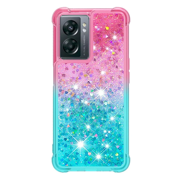 YB Серия Quicksand-3 для OnePlus Nord N300 5G / Oppo A57 (2022) 5G / A77 5G / Realme Q5i / Narzo 50 5G / V23 5G Мягкий TPU Чехол с градиентным Quicksand Анти-падение Защитный Чехол - Розовый / Небесно-голубой