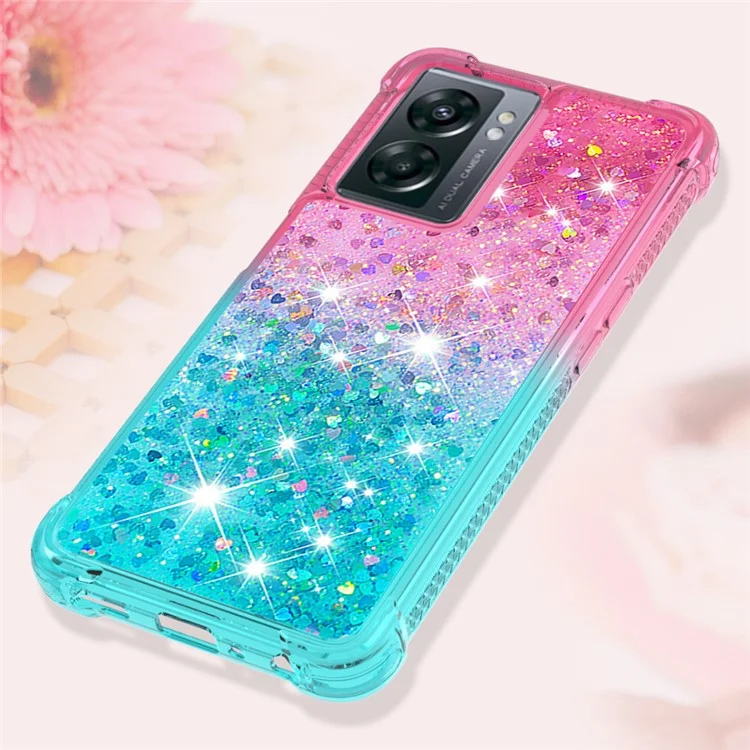 YB Серия Quicksand-3 для OnePlus Nord N300 5G / Oppo A57 (2022) 5G / A77 5G / Realme Q5i / Narzo 50 5G / V23 5G Мягкий TPU Чехол с градиентным Quicksand Анти-падение Защитный Чехол - Розовый / Небесно-голубой