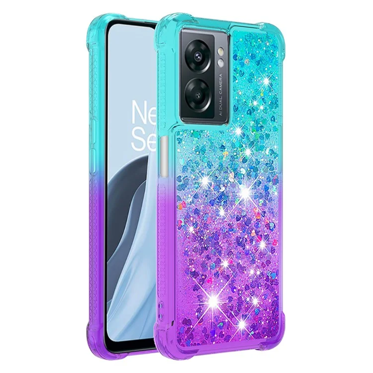 YB Quicksand Series-3 Para OnePlus Nord N300 5G / Oppo A57 (2022) 5G / A77 5G / Realme Q5i / Narzo 50 5g / V23 5G TPU Soft TPU Cover Cover Gradiente Avanzada y Caja de Protección Anti-drop - Cielo Azul / Violeta