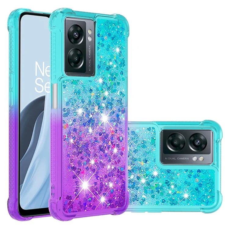 YB Quicksand Series-3 Para OnePlus Nord N300 5G / Oppo A57 (2022) 5G / A77 5G / Realme Q5i / Narzo 50 5g / V23 5G TPU Soft TPU Cover Cover Gradiente Avanzada y Caja de Protección Anti-drop - Cielo Azul / Violeta