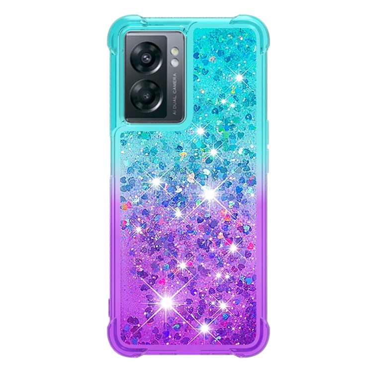 YB Quicksand Series-3 Para OnePlus Nord N300 5G / Oppo A57 (2022) 5G / A77 5G / Realme Q5i / Narzo 50 5g / V23 5G TPU Soft TPU Cover Cover Gradiente Avanzada y Caja de Protección Anti-drop - Cielo Azul / Violeta