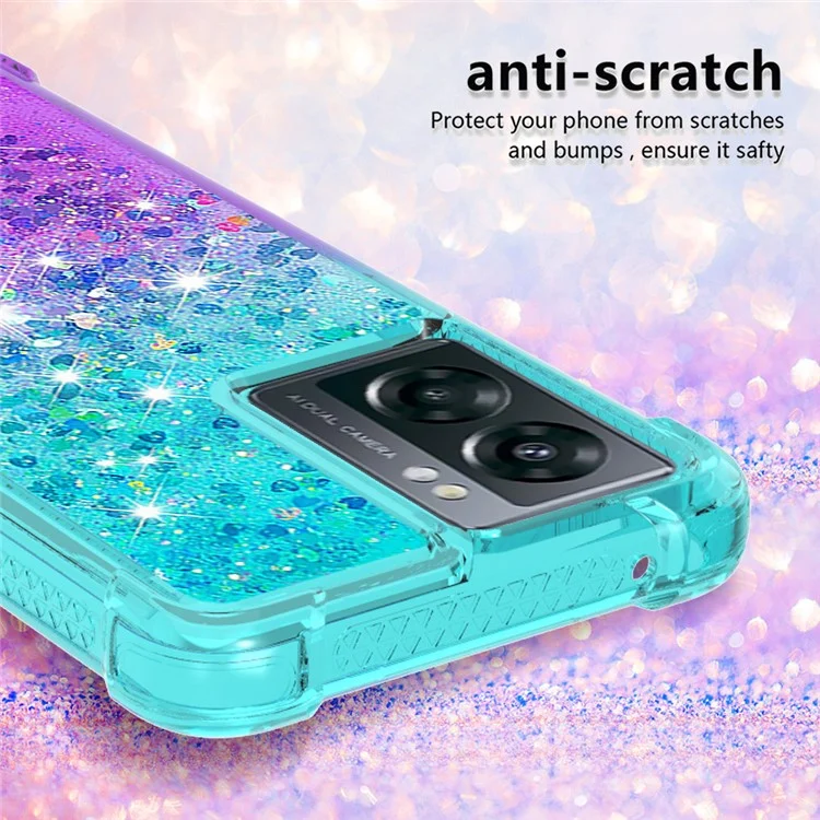 YB Quicksand Series-3 Para OnePlus Nord N300 5G / Oppo A57 (2022) 5G / A77 5G / Realme Q5i / Narzo 50 5g / V23 5G TPU Soft TPU Cover Cover Gradiente Avanzada y Caja de Protección Anti-drop - Cielo Azul / Violeta