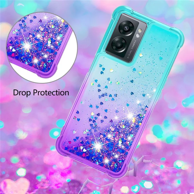 YB Quicksand Series-3 Para OnePlus Nord N300 5G / Oppo A57 (2022) 5G / A77 5G / Realme Q5i / Narzo 50 5g / V23 5G TPU Soft TPU Cover Cover Gradiente Avanzada y Caja de Protección Anti-drop - Cielo Azul / Violeta