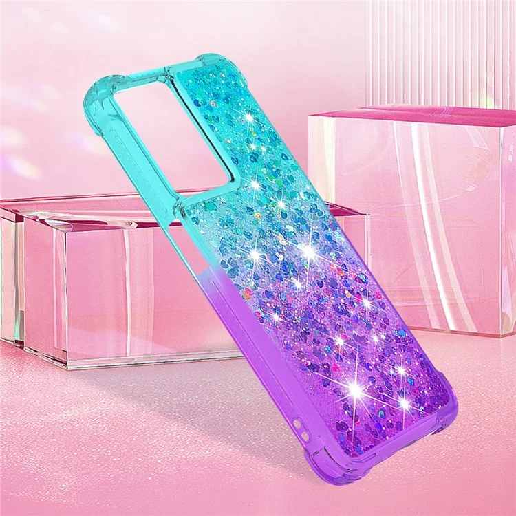 YB Quicksand Series-3 Para OnePlus Nord N300 5G / Oppo A57 (2022) 5G / A77 5G / Realme Q5i / Narzo 50 5g / V23 5G TPU Soft TPU Cover Cover Gradiente Avanzada y Caja de Protección Anti-drop - Cielo Azul / Violeta