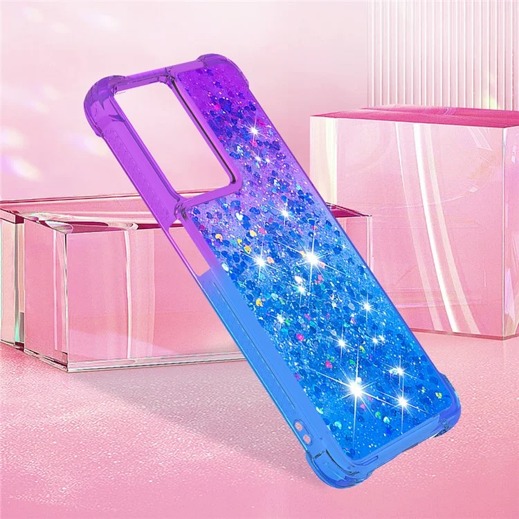 For OnePlus Nord N300 5G / Oppo A57 (2022) 5G / A77 5G / Realme Q5i / Narzo 50 5G / V23 5G TPU Case Gradient Quicksand Back Cover - Purple / Sky Blue