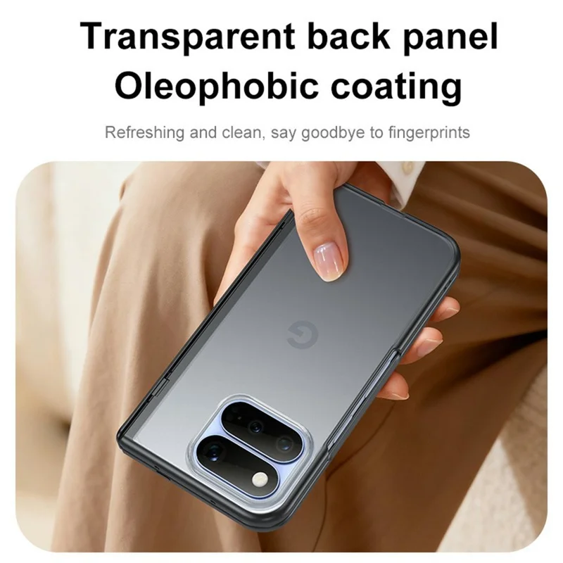 For Google Pixel 11 Pro Fold Case Matte Hinge Ultra Thin Hard PC Phone Cover Built-in HD Tempered Glass Screen Protector - Black