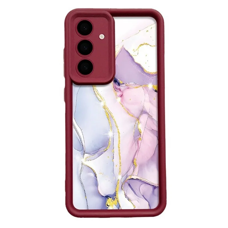 Samsung Galaxy S25+ hoesje met marmeren patroon, bescherming voor camera, volledige afdekking, TPU telefoonhoes - Wijnrood