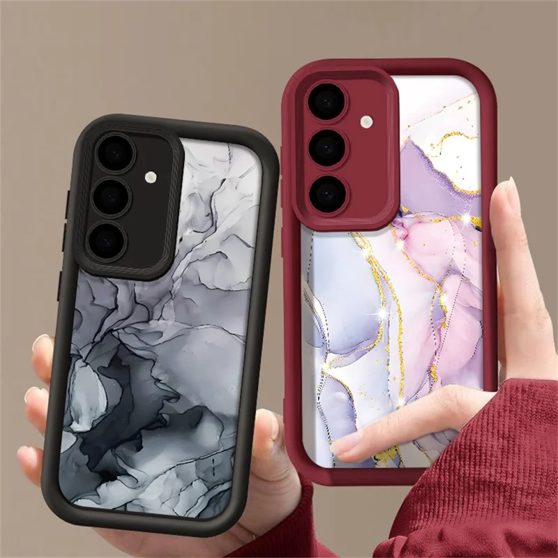 TPU Case For Samsung Galaxy A26 5G / A17 5G / A17 4G Marble Pattern Camera Protection Full Coverage Phone Cover - Wine Red