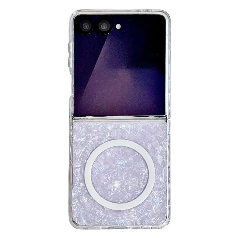 For Samsung Galaxy Z Flip8 Magnetic Case Shimmering Shell Pattern Hard PC Foldable Phone Cover - Purple