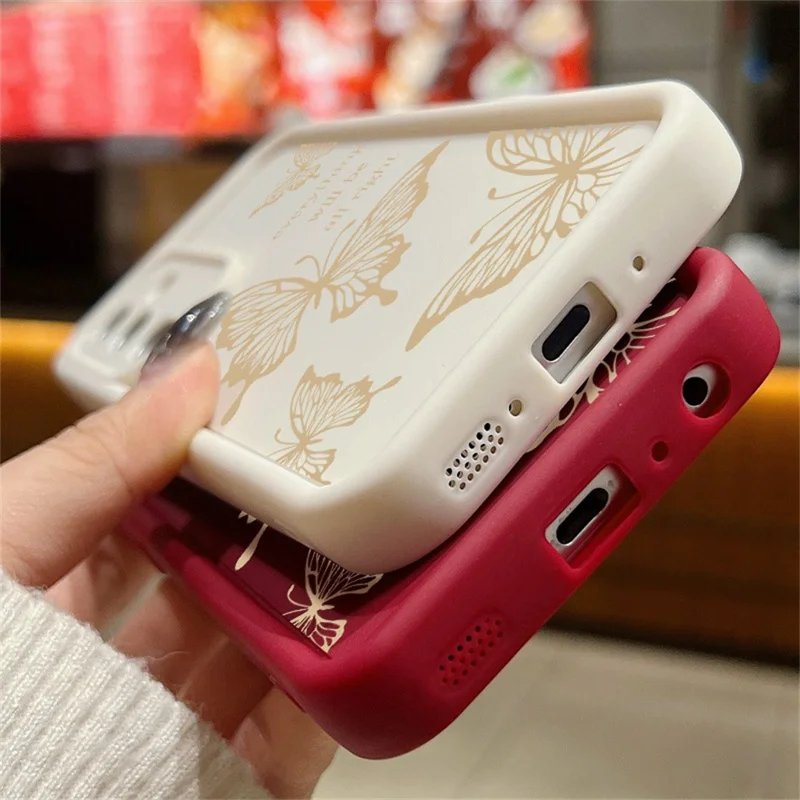 For Samsung Galaxy S25 Case Hollow Butterfly Pattern Shockproof Precision Camera Protection TPU Phone Cover - Wine Red