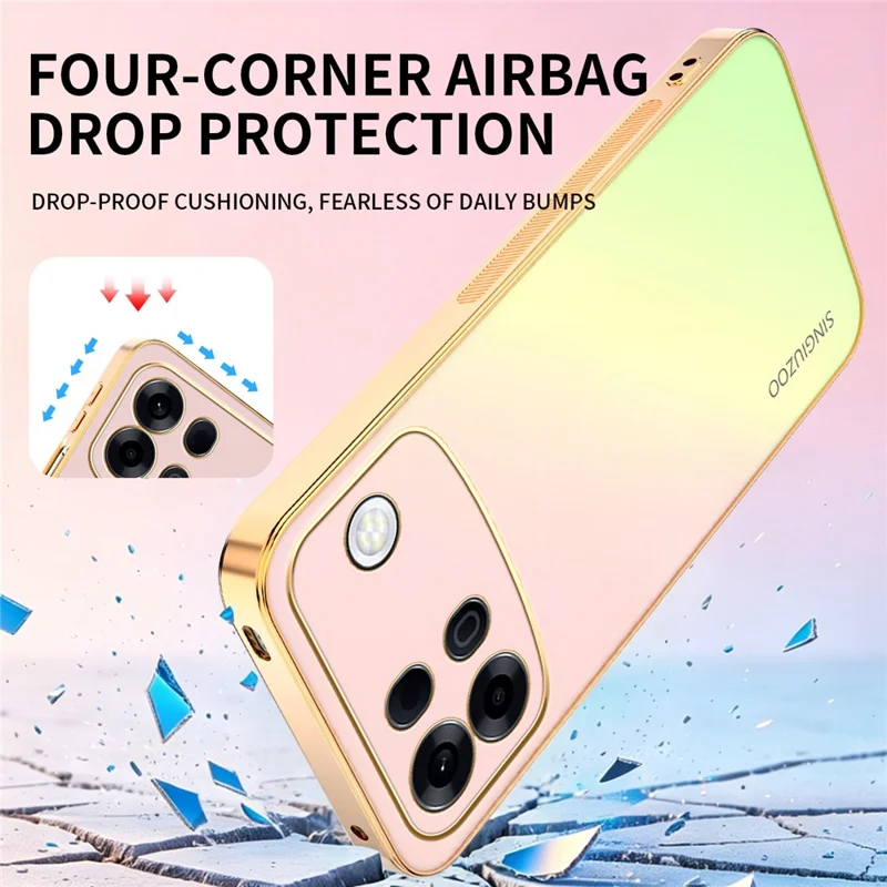 SINGIUZOO For Oppo A7 Pro Max 5G Case Electroplated AG Matte Gradient Color PC + TPU Phone Cover - Pink