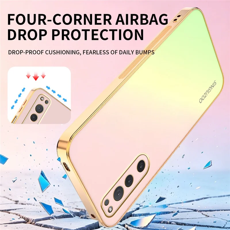 SINGIUZOO For Sony Xperia 5 II Case Electroplated AG Matte Gradient Color PC + TPU Phone Cover - Pink