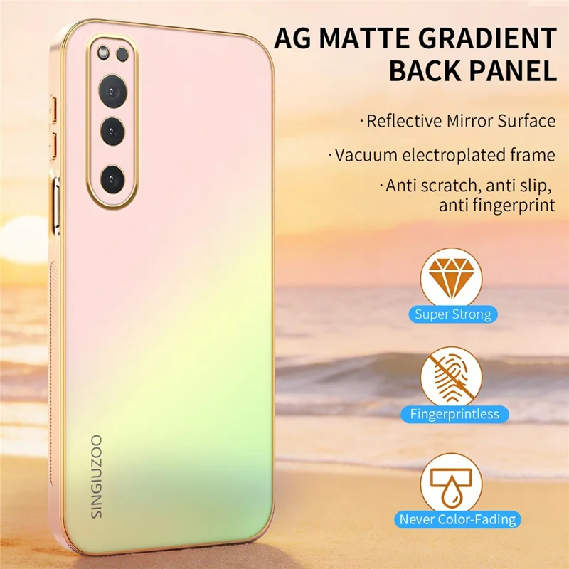 SINGIUZOO For Sony Xperia 5 II Case Electroplated AG Matte Gradient Color PC + TPU Phone Cover - Pink