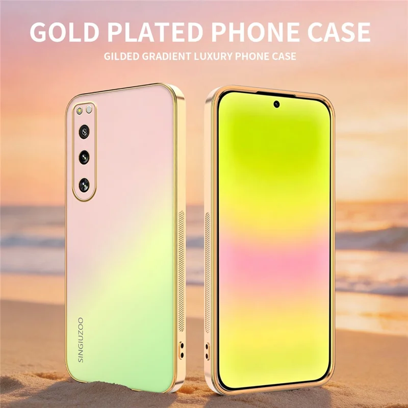 SINGIUZOO For Xperia 5 IV 5G Case Electroplated AG Matte Gradient Color PC + TPU Phone Cover - Pink