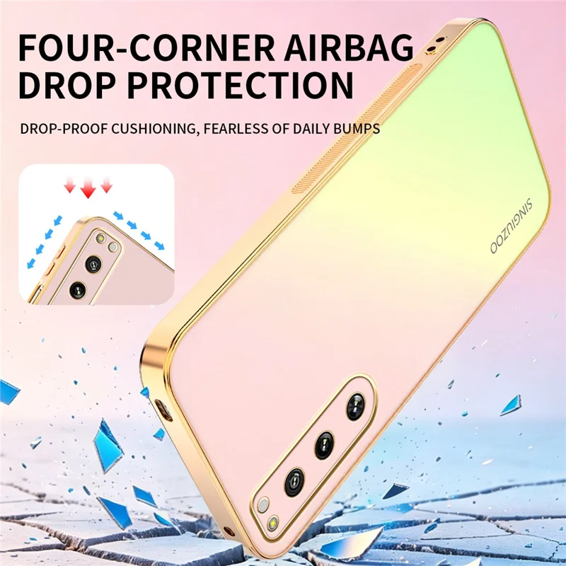 SINGIUZOO For Xperia 5 IV 5G Case Electroplated AG Matte Gradient Color PC + TPU Phone Cover - Pink
