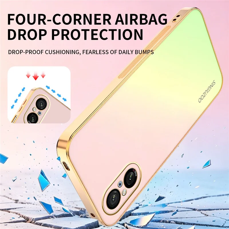 SINGIUZOO For Sony Xperia 5 V Case Electroplated AG Matte Gradient Color PC + TPU Phone Cover - Pink