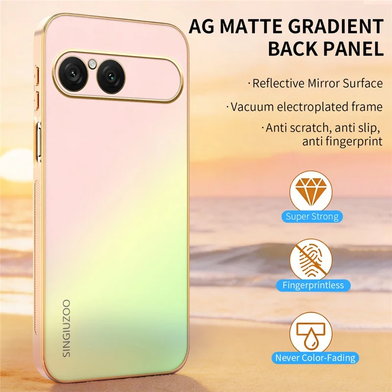 SINGIUZOO For Sony Xperia 10 VII Case Electroplated AG Matte Gradient Color PC + TPU Phone Cover - Pink