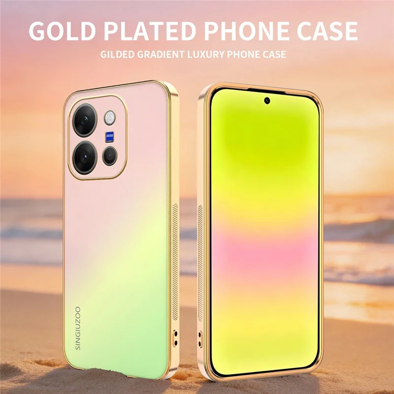 SINGIUZOO For vivo X300 E 5G Case Electroplated AG Matte Gradient Color PC + TPU Phone Cover - Pink