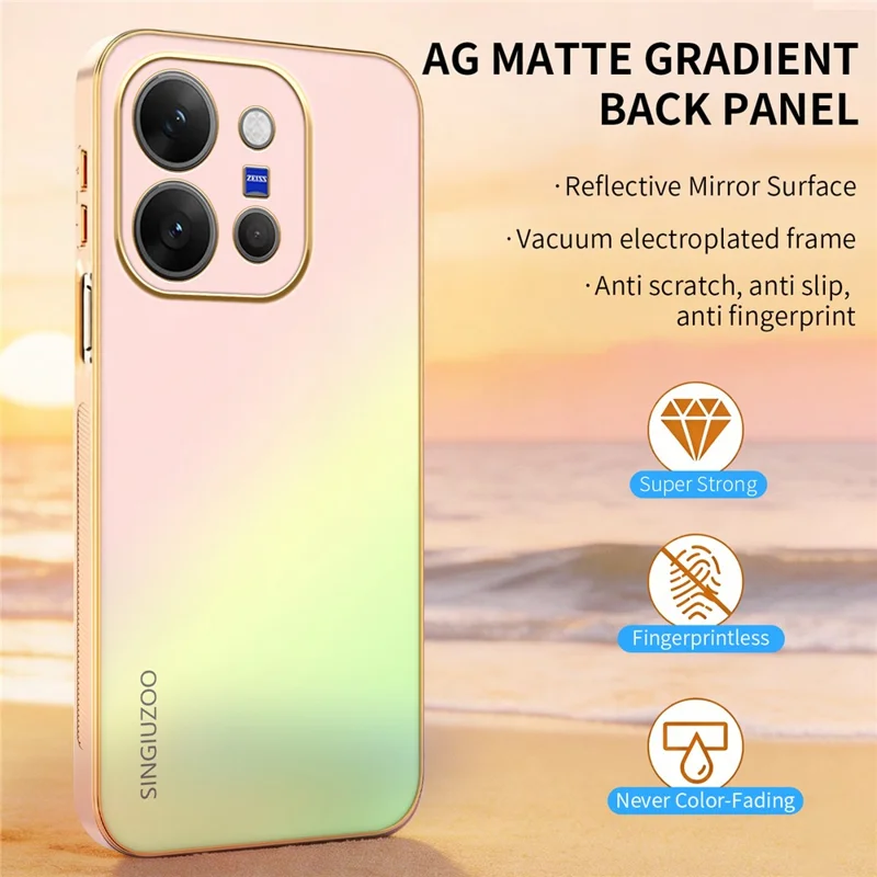 SINGIUZOO For vivo X300 E 5G Case Electroplated AG Matte Gradient Color PC + TPU Phone Cover - Pink