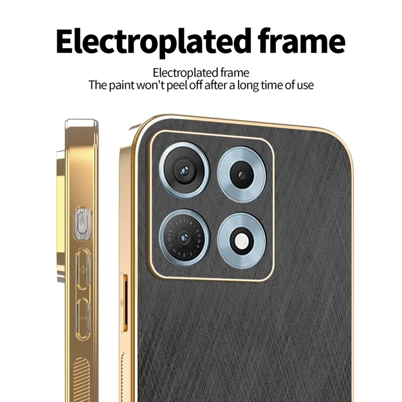 KADEM For Motorola Edge 70 Max 5G Case Electroplating Silk Texture PU + TPU Phone Back Cover - Black