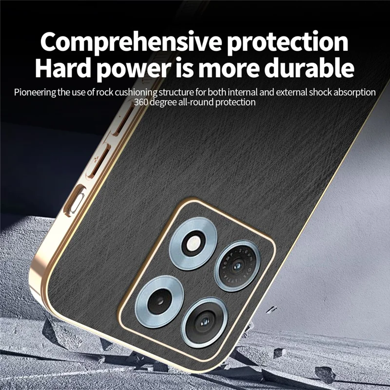 KADEM For Motorola Edge 70 Max 5G Case Electroplating Silk Texture PU + TPU Phone Back Cover - Black
