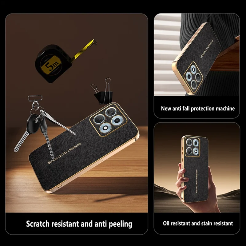 For Motorola Edge 70 Max 5G Case Anti Scratch Litchi Texture TPU Leather PU Phone Back Cover - Black