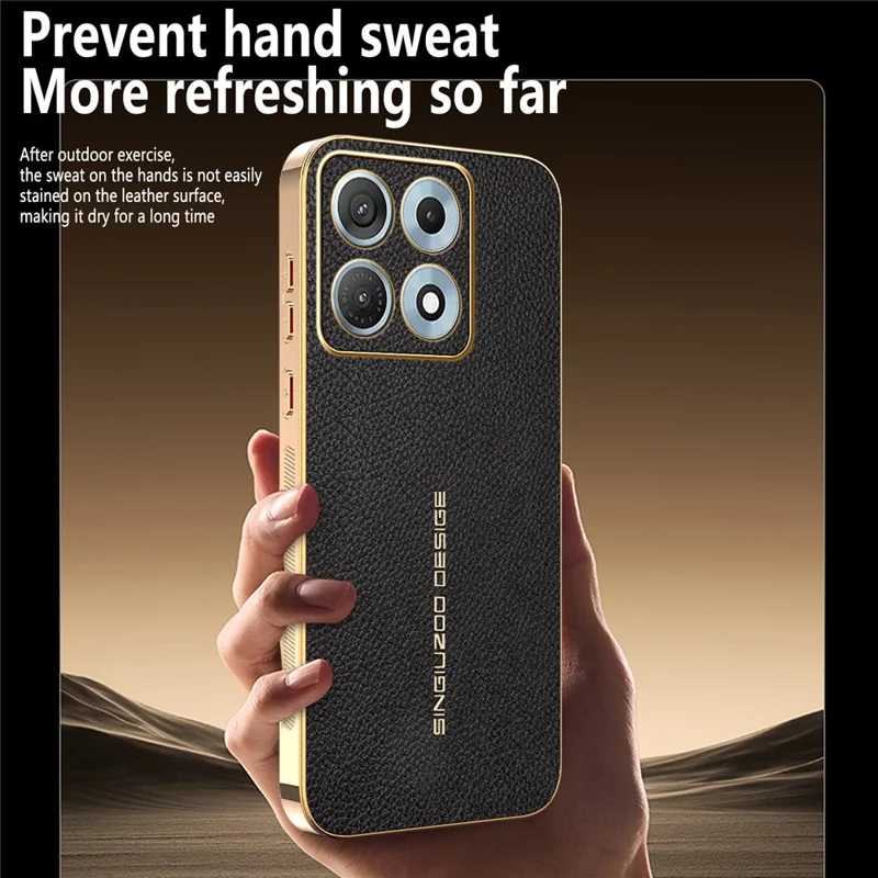For Motorola Edge 70 Max 5G Case Anti Scratch Litchi Texture TPU Leather PU Phone Back Cover - Black