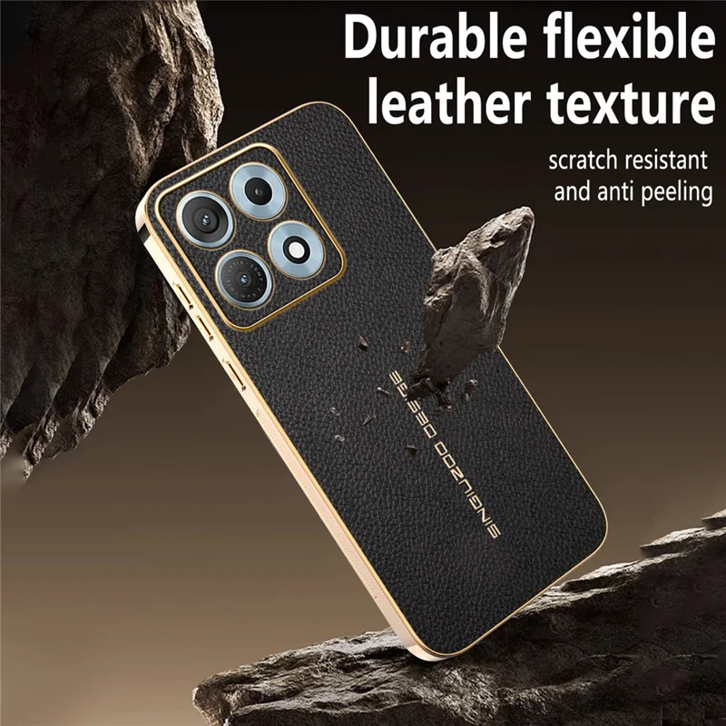 For Motorola Edge 70 Max 5G Case Anti Scratch Litchi Texture TPU Leather PU Phone Back Cover - Black