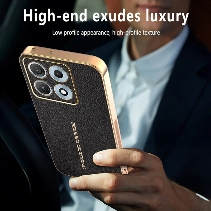For Motorola Edge 70 Max 5G Case Anti Scratch Litchi Texture TPU Leather PU Phone Back Cover - Black