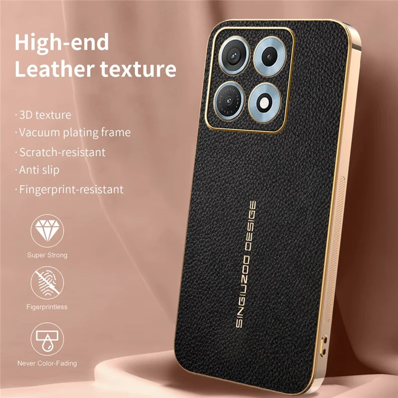 For Motorola Edge 70 Max 5G Case Anti Scratch Litchi Texture TPU Leather PU Phone Back Cover - Black