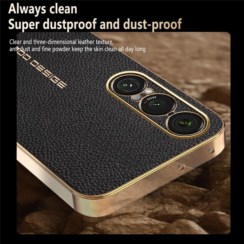 For Sony Xperia 1 VII Case Anti Scratch Litchi Texture TPU Leather PU Phone Back Cover - Black