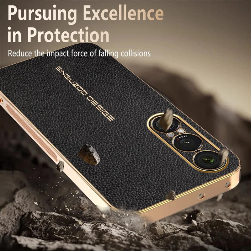 For Sony Xperia 1 VII Case Anti Scratch Litchi Texture TPU Leather PU Phone Back Cover - Black