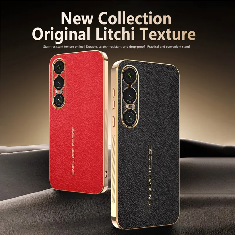 For Sony Xperia 1 VII Case Anti Scratch Litchi Texture TPU Leather PU Phone Back Cover - Black