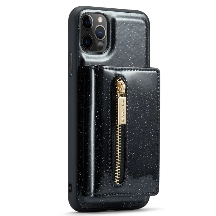 Dg. Ming M3 Series Per Iphone 11 Pro Max 6,5 Pollici Shock Affronta Shock 2 In-1 Scintilla Scintillabile Copertina Tascabile Staccabile Coperchio Kickstand pc Rivestita in Pelle PU PC+TPU Telefono di Protezione Tpu Custodia - Nero