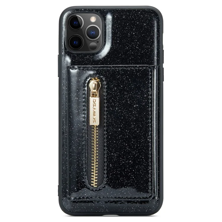 Dg. Ming M3 Series Per Iphone 11 Pro Max 6,5 Pollici Shock Affronta Shock 2 In-1 Scintilla Scintillabile Copertina Tascabile Staccabile Coperchio Kickstand pc Rivestita in Pelle PU PC+TPU Telefono di Protezione Tpu Custodia - Nero