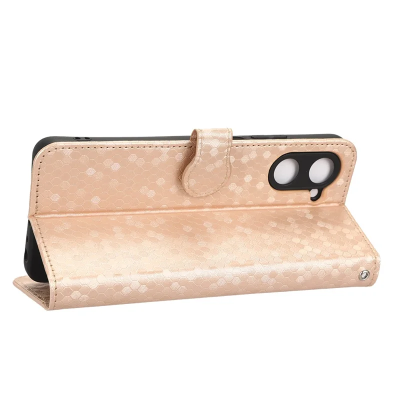 For Realme 10 4G Dot Pattern Imprinted Phone Cover PU Leather Phone Wallet Case Hands-free Stand with Strap - Rose Gold