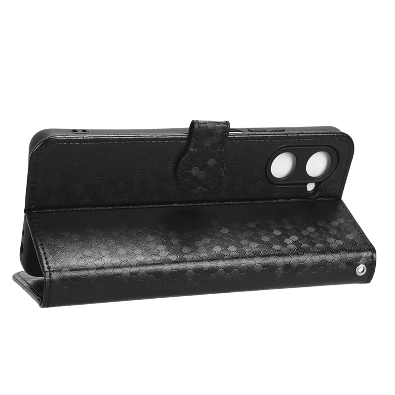 For Realme 10 Pro 5G Anti-fading PU Leather Dot Pattern Imprinted Wallet Case Stand Cell Phone Shell Cover with Strap - Black